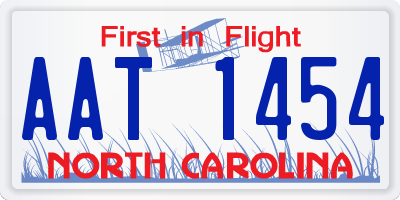 NC license plate AAT1454