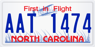 NC license plate AAT1474