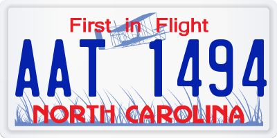 NC license plate AAT1494