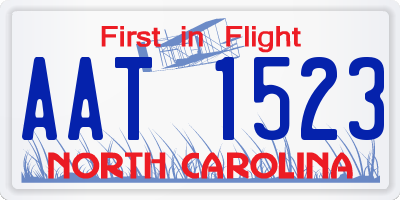 NC license plate AAT1523