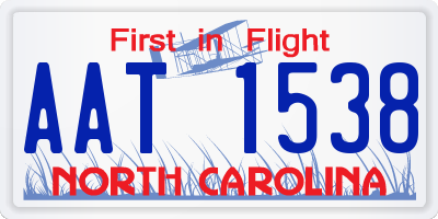 NC license plate AAT1538