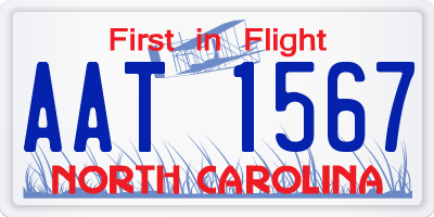 NC license plate AAT1567