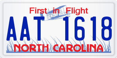 NC license plate AAT1618