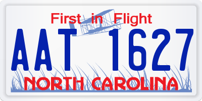 NC license plate AAT1627