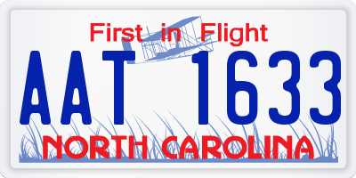NC license plate AAT1633