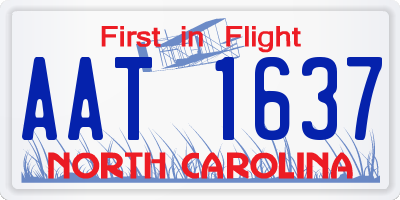 NC license plate AAT1637