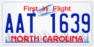NC license plate AAT1639