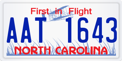NC license plate AAT1643