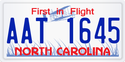 NC license plate AAT1645
