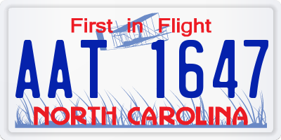 NC license plate AAT1647