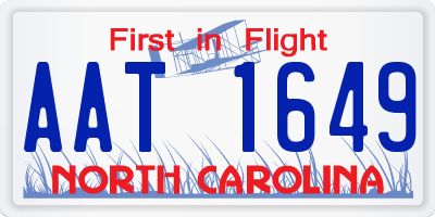 NC license plate AAT1649