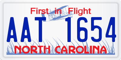 NC license plate AAT1654