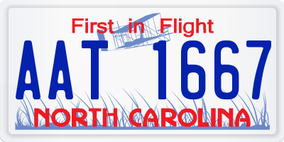 NC license plate AAT1667