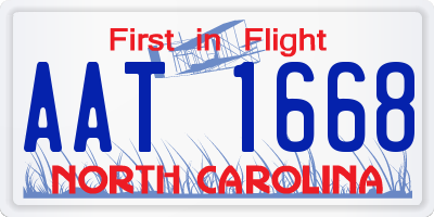 NC license plate AAT1668