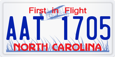 NC license plate AAT1705