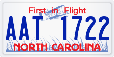 NC license plate AAT1722