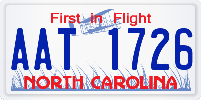 NC license plate AAT1726