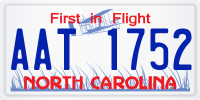 NC license plate AAT1752