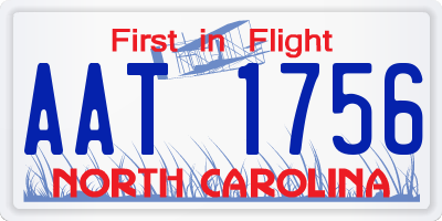 NC license plate AAT1756