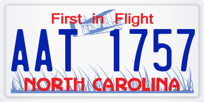 NC license plate AAT1757