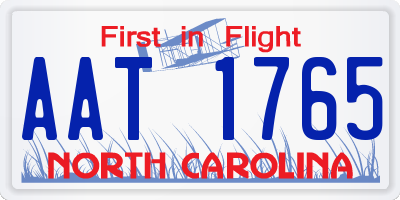 NC license plate AAT1765