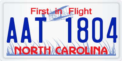 NC license plate AAT1804