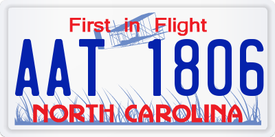 NC license plate AAT1806
