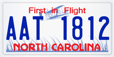 NC license plate AAT1812