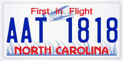 NC license plate AAT1818