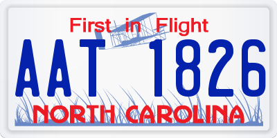 NC license plate AAT1826