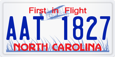 NC license plate AAT1827