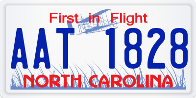 NC license plate AAT1828