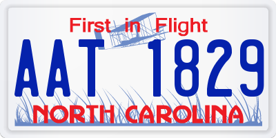 NC license plate AAT1829