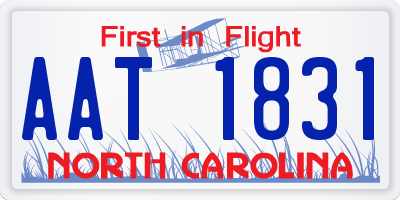 NC license plate AAT1831