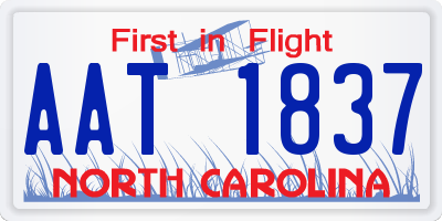 NC license plate AAT1837