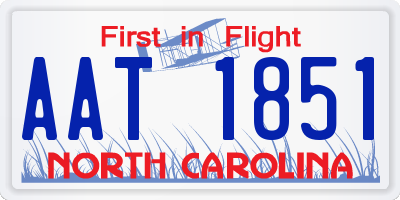 NC license plate AAT1851