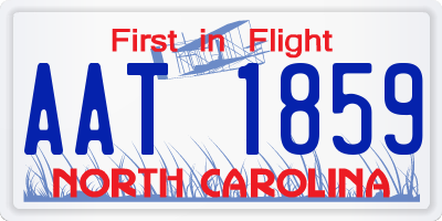 NC license plate AAT1859
