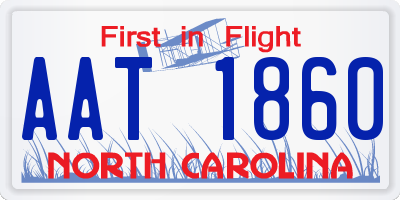 NC license plate AAT1860