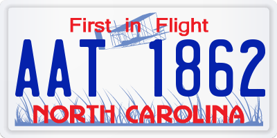 NC license plate AAT1862