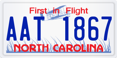 NC license plate AAT1867