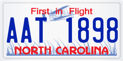 NC license plate AAT1898