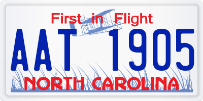 NC license plate AAT1905
