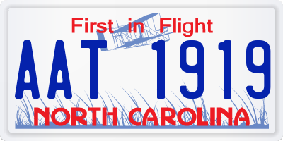 NC license plate AAT1919