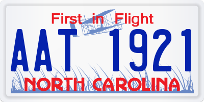 NC license plate AAT1921