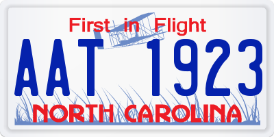 NC license plate AAT1923