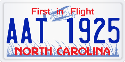 NC license plate AAT1925