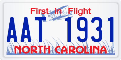 NC license plate AAT1931