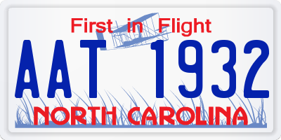 NC license plate AAT1932