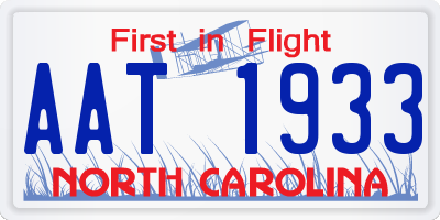 NC license plate AAT1933