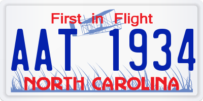 NC license plate AAT1934